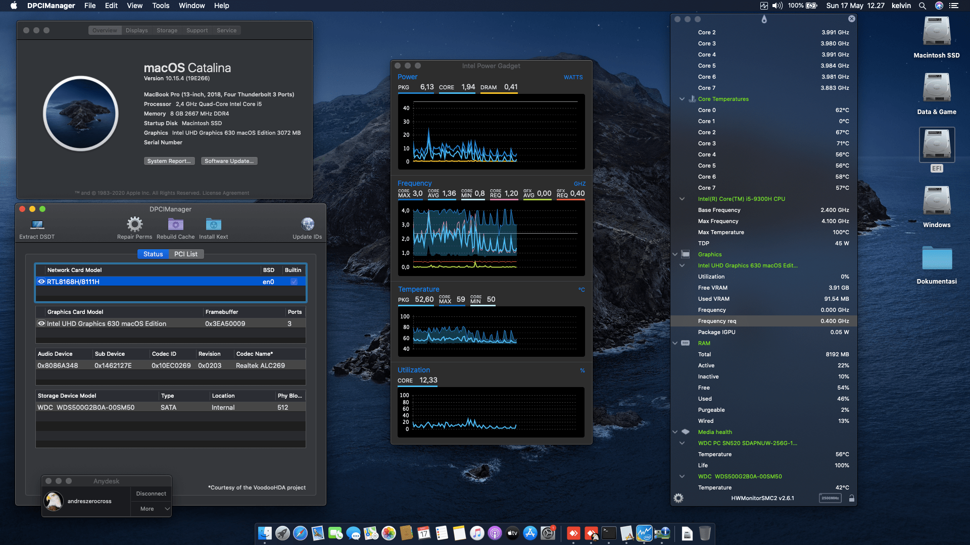Success Hackintosh macOS Catalina 10.15.4 Build 19E266 in MSI Gaming GF63 Thin 9RCX 623ID